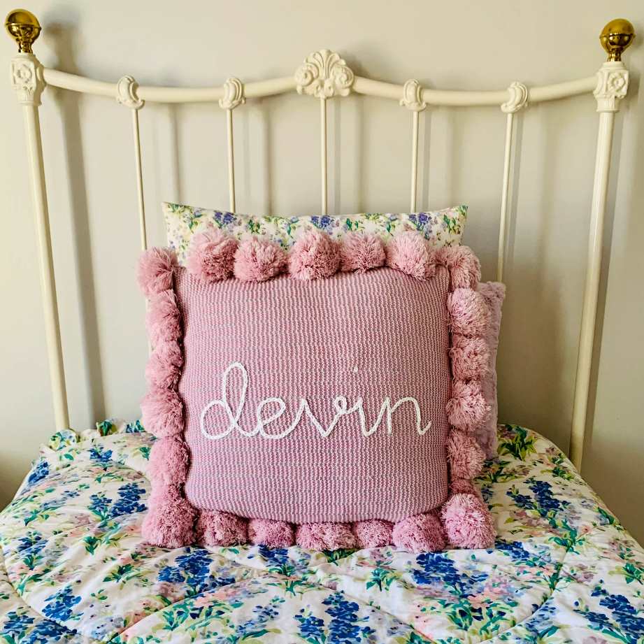 Personalized Hand-Embroidered Throw Pillow Cover